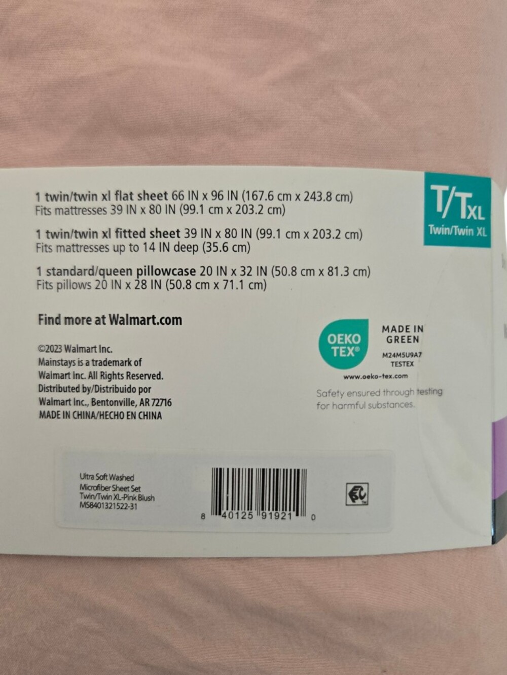 🛏️ Mainstays Ultra Soft Washed Microfiber Sheet Set Twin/Twin XL Blush Pink NIP - Picture 4 of 6